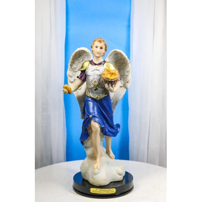 Archangel Saint Barachiel Carrying Bread Basket Christian Figurine W/ Base 12"H