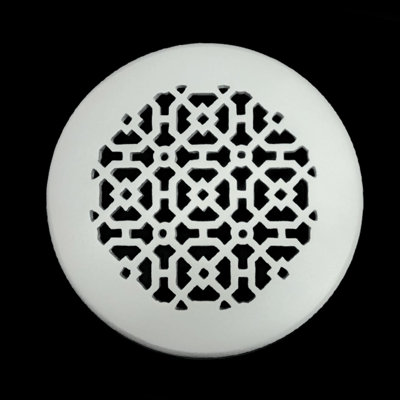 Achtek 7" Duct Solid Cast Aluminum Round Grille (8-1/2" Round Overall) Powder Coated