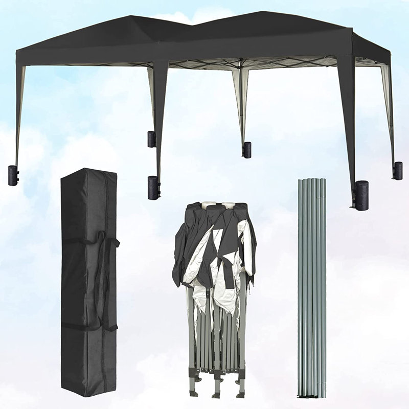 3m x 6m Metal Pop Up Gazebo, Black