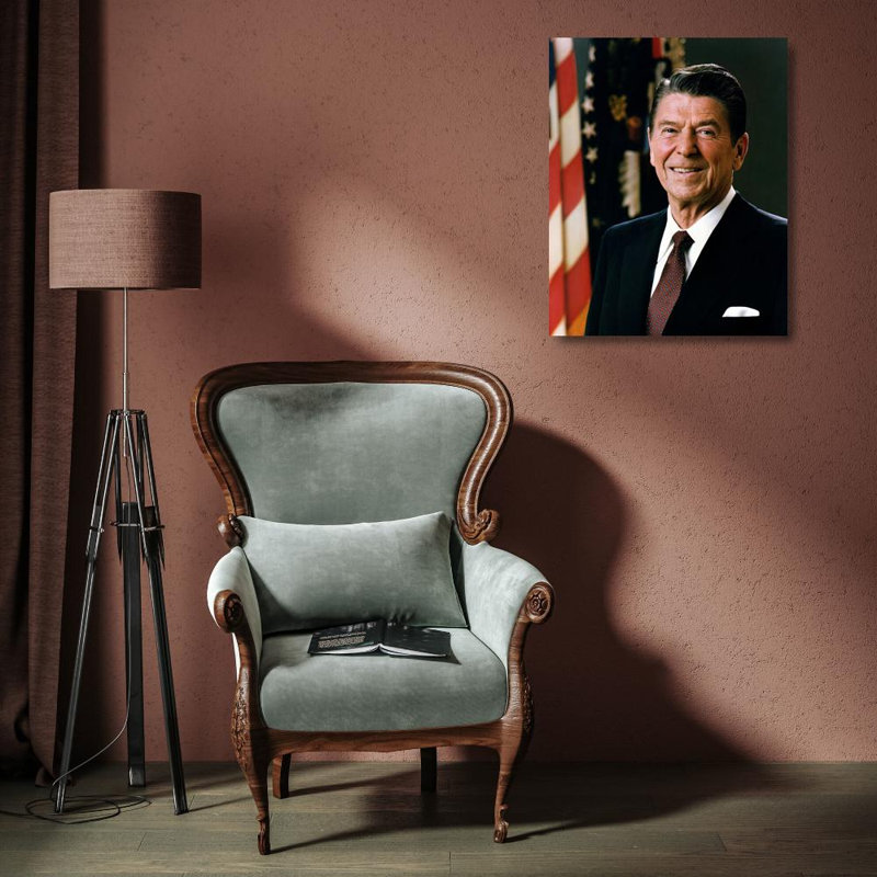 Portrait officiel du président Ronald Reagan, H 18 po x l 14 po