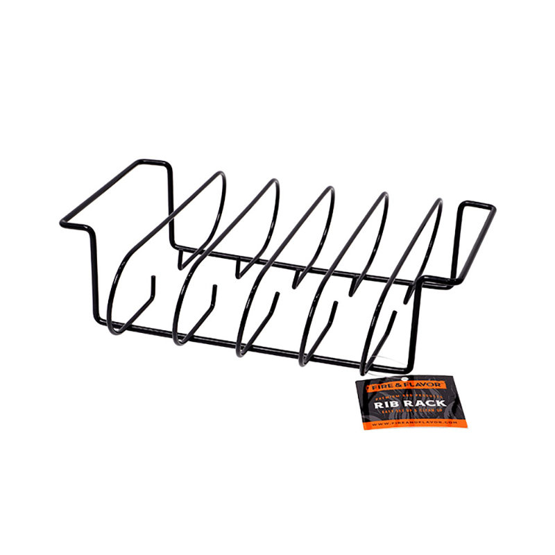 Heavy-Duty Black Steel Rib Rack for Grilling and Smoking