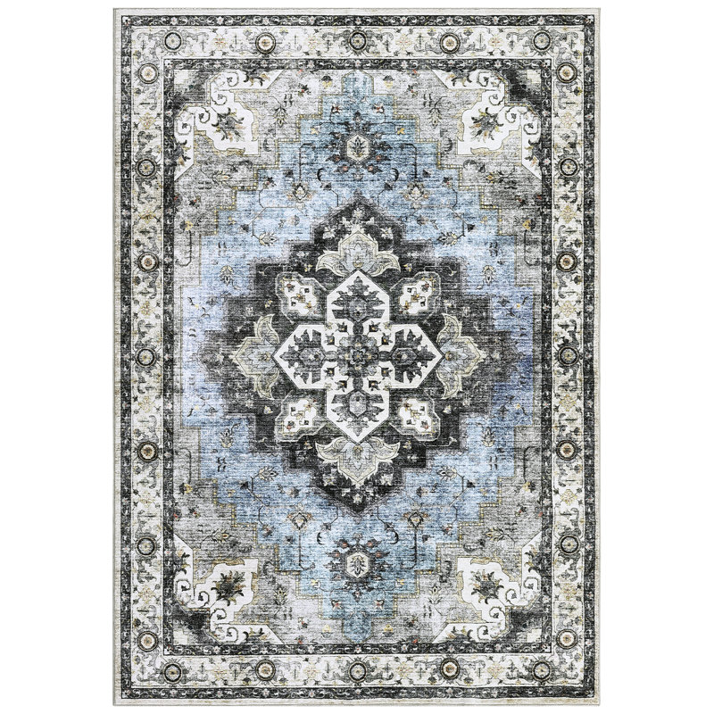 Luell Washable Oriental Rug, Rectangle 9 pi x 12 pi