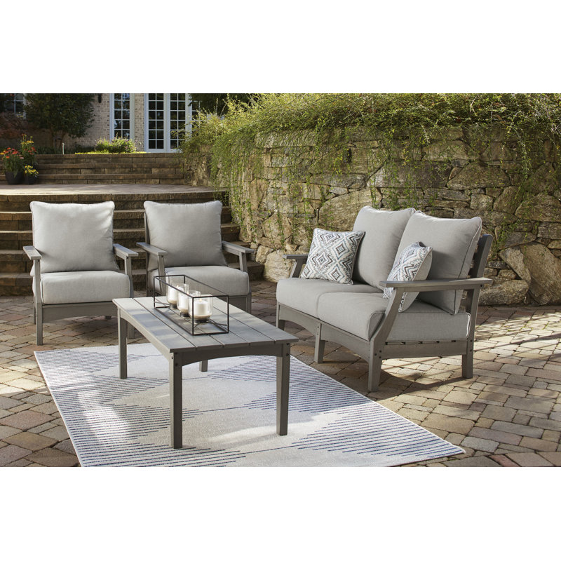 Causeuse d'extérieur Visola, 2 chaises longues et table basse