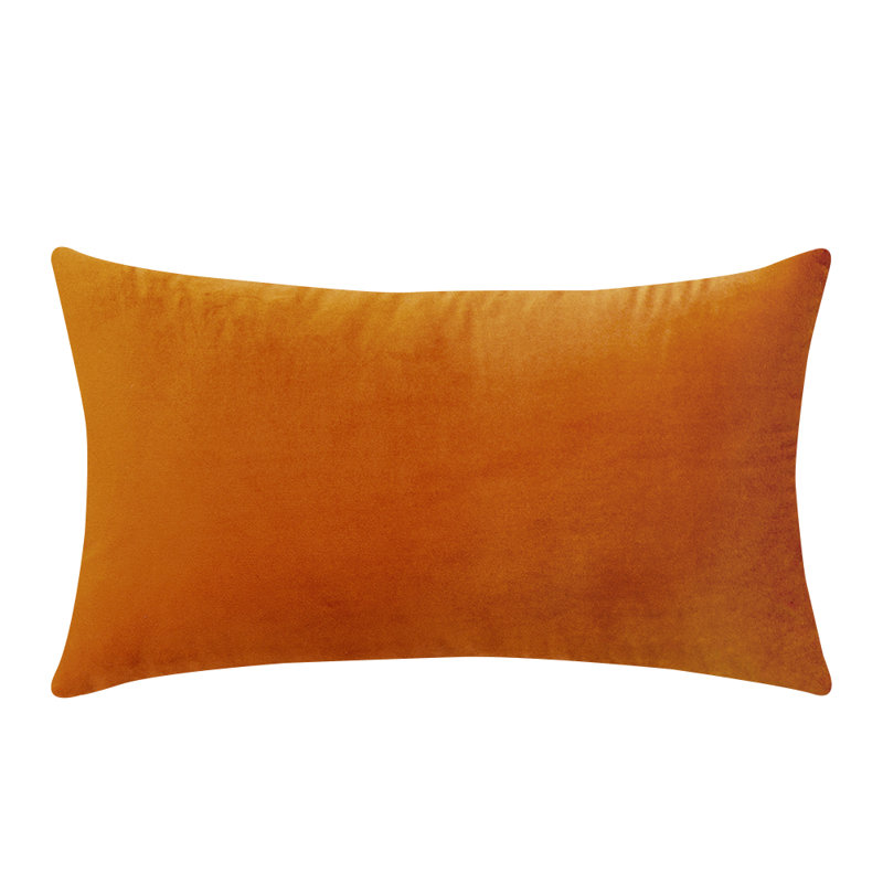 Velvet Reversible Throw Pillow, Orange, No