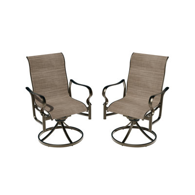 Outdoor Cast Aluminum Swivel Rocking Chair With Textilene Seat And High Back