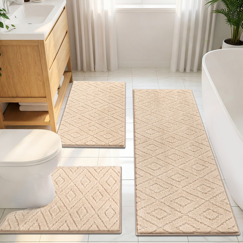 Tapis de bain absorbant antidérapant (ensemble de 3), Beige
