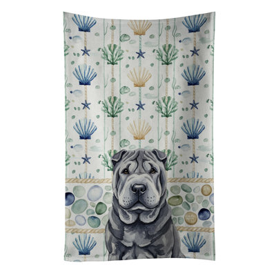Black Shar Pei Coastal Sea Glass Kitchen Towel
