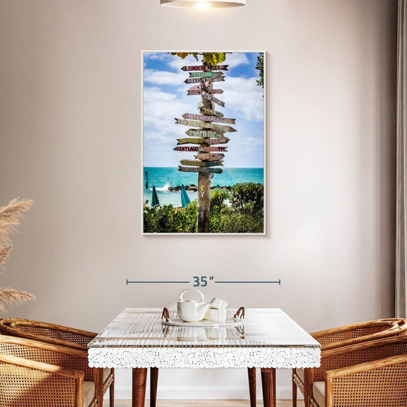 Panneaux de destination de Key West, Floating Frame White, 29" x 43"