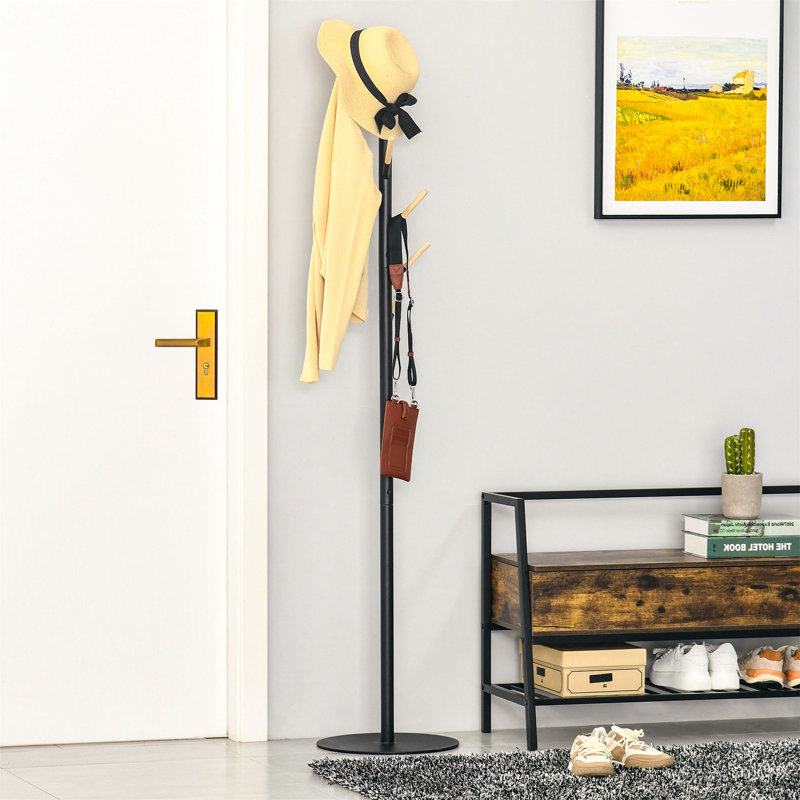 Pegues Freestanding 6 - Hook Coat Rack, Black