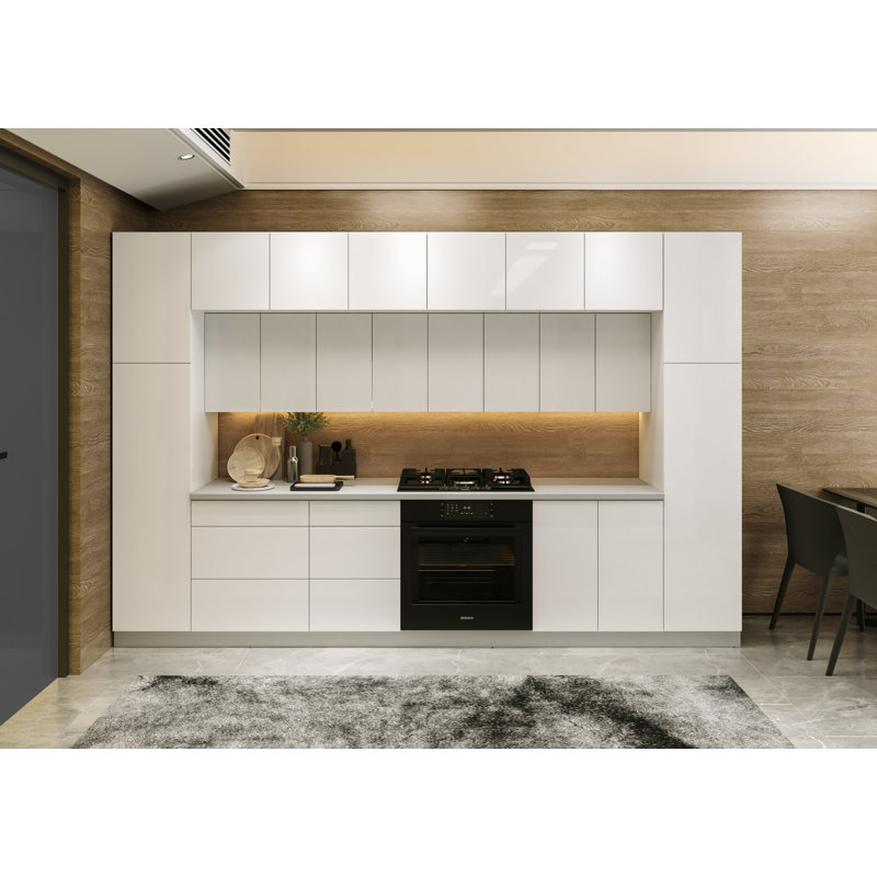 Panneau de bout moderne en panneau de fibres à densité moyenne blanc l 24 x l 1 1/4 x H 34 WALLKITCHENS , Blanc lustré