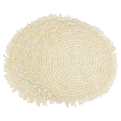 Kiri Collection 100% Paper Raffia No Pattern Round Placemat