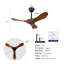Ventilateur de plafond en bois massif 36 po, extérieur, 3 pales, sans lumière, noyer, pour porche de chambre à coucher pour patio, télécommande, résistant à l'eau