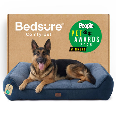 Lit orthopédique confortable pour chiens de taille moyenne, canapé-lit lavable imperméable très épais avec housse en sherpa, base antidérapante