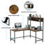 Bureau en L avec huche, bureau d'ordinateur avec tablettes de rangement Mimic