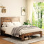 Structure de lit plateforme pleine grandeur en bois, abat-jour brun foncé, sommeil silencieux, pas de sommier tapissier nécessaire, assemblage facile avec tous les outils, grand espace de rangement, métal et construction, look industriel pour lit de chambre à coucher, et-1964411642-1964411643