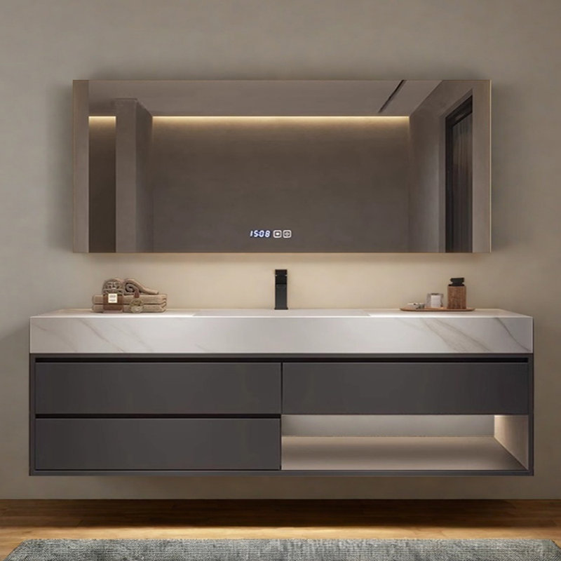 Armoire de salle de bain moderne et luxueuse, Gris, H 21,7 po x l 70,9 po x P 21,7 po