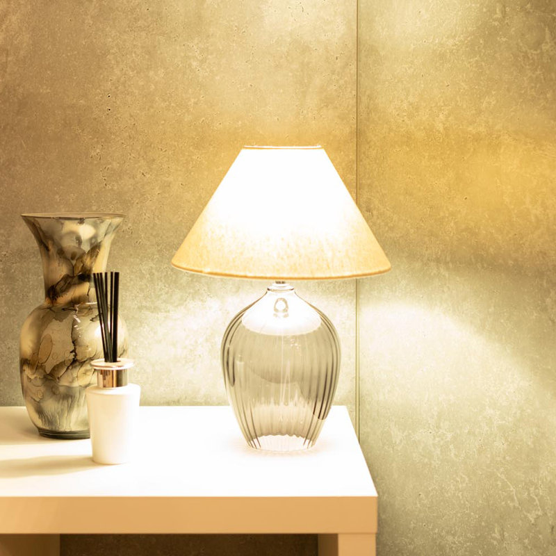 Matheu Glass Table Lamp, Grey
