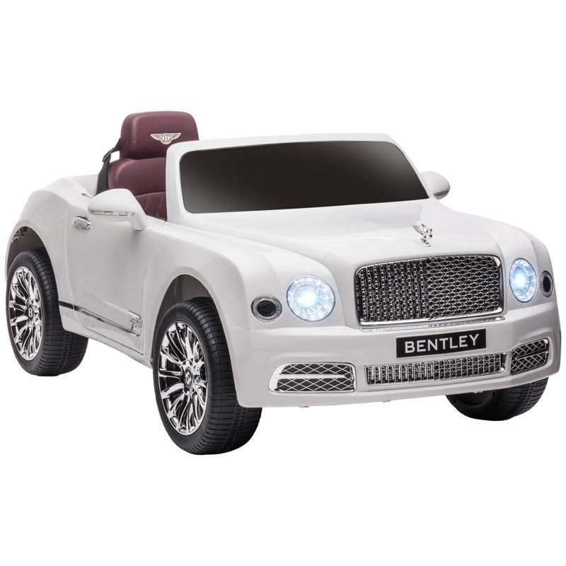 White 12V Bentley Mulsanne Ride-On Car with Remote Control