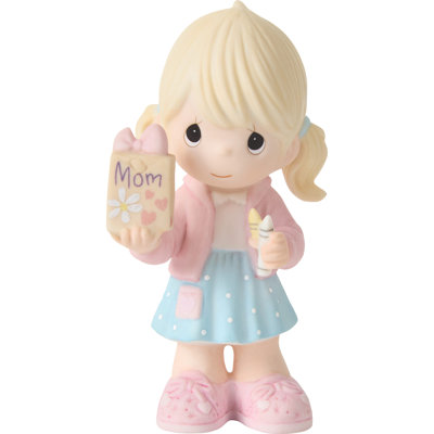 Figurine Precious Moments fille tenant un cadeau pour maman 4,83 pouces