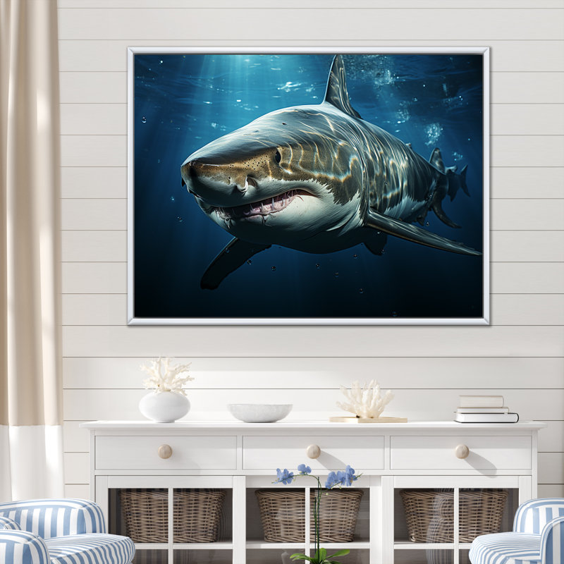 " Oceans Blue Ghost Shark Photography ", 24" H x 32" W x 1" D, White Floater Framed