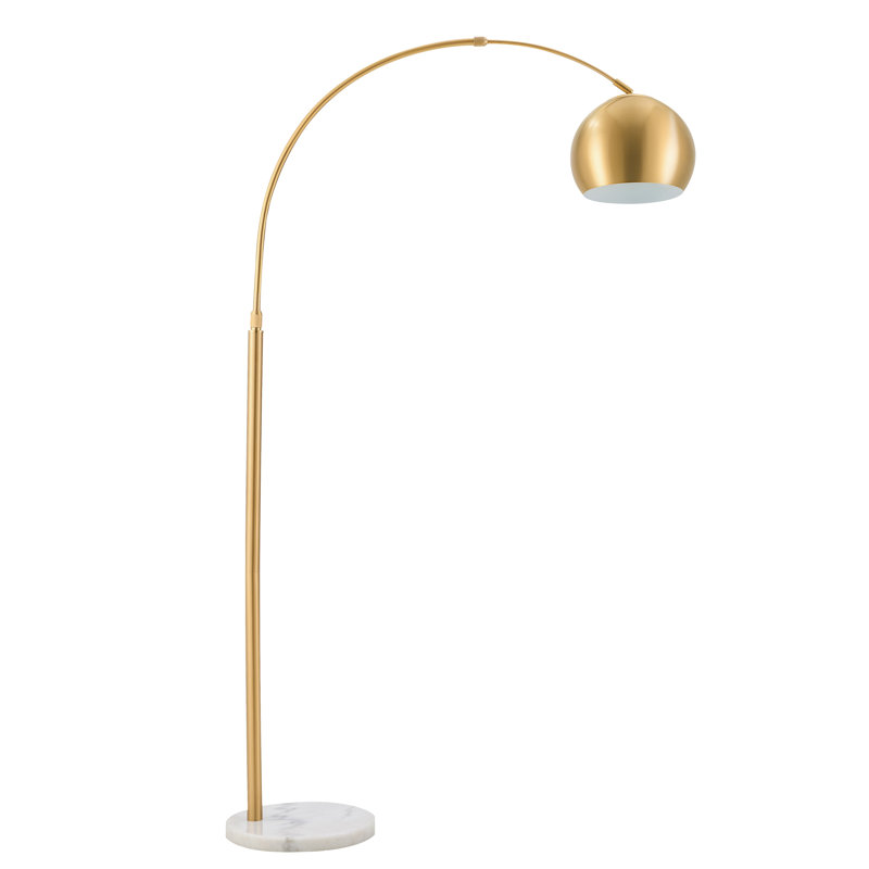Lampe sur pied à arche 70 po avec ampoule DEL Robiul, Polish Base / Gold Shade