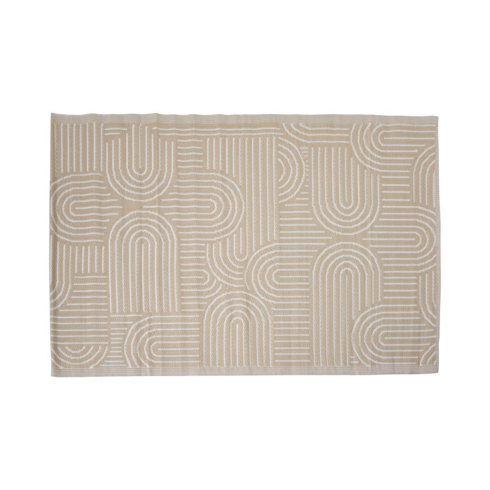 JSH Outdoor 120 x 180cm Floor Rugs Woven Wool-Look Anti-Slip Plastic Garden Mat Hard Wearing Heavy Duty Decking Patio Conservatory Kitchen - Grey Arch