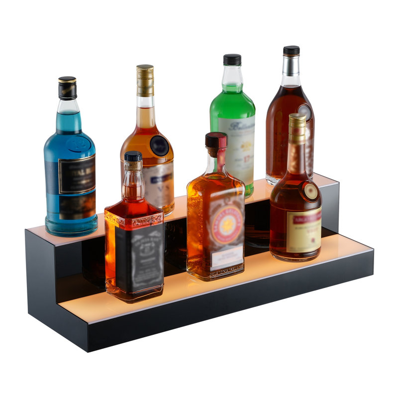 Tablette de présentation de bouteilles de boissons alcoolisées 24 "à DEL avec application et télécommande HF, support flottant en acrylique à 2 niveaux