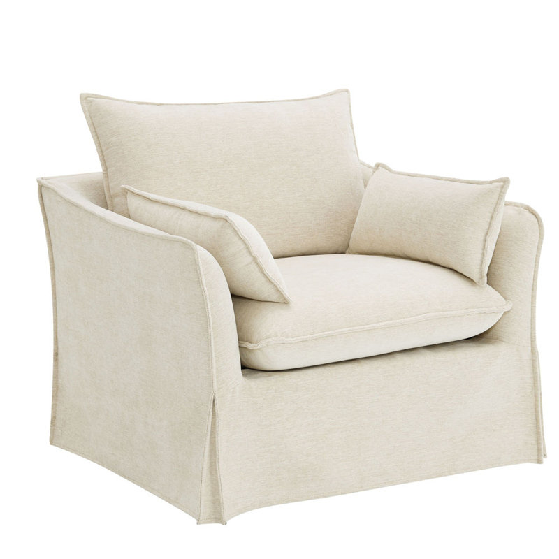 Chaise en lin beige avec 2 coussins