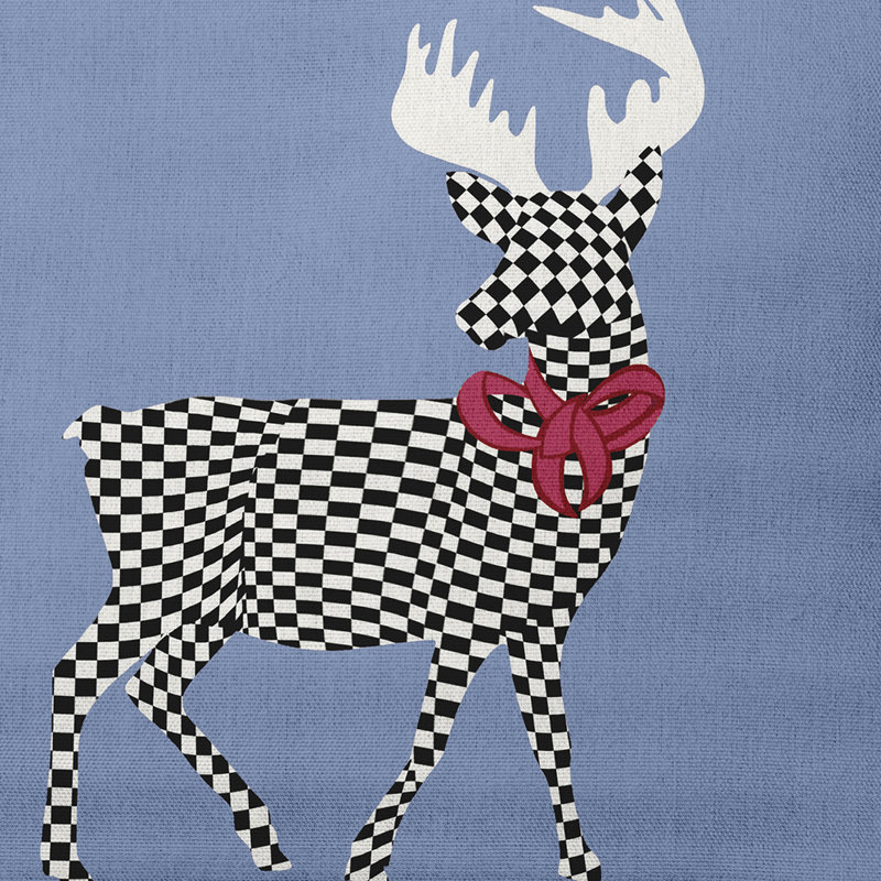 Merry Deer_Sq, Bleu, Non, 26 po x 26 po