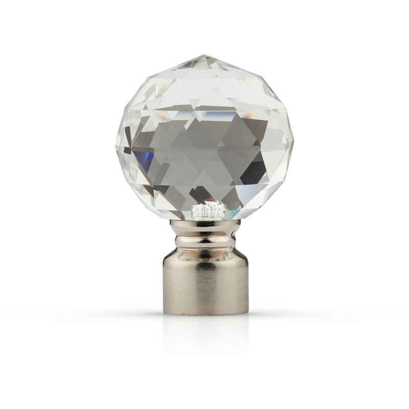 Crystal Adjustable 2cm Single Curtain Pole, Brushed Silver, 1.2 - 2.1m