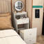 Bureau de coiffeuse blanc 3 en 1 avec miroir et rangement spacieux, 2 tiroirs, option de charge, tabouret rembourré, station de tiroirs éclairée compacte, station de tiroirs, coiffeuse