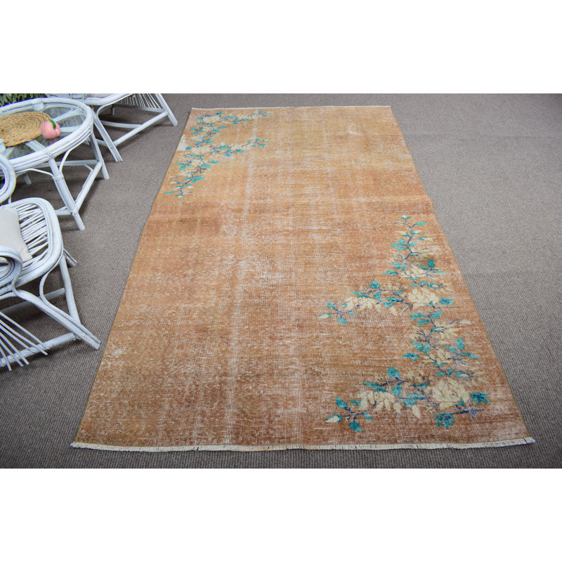 Tapis turc rétro tissé à la main dans des tons vifs pour une décoration élégante