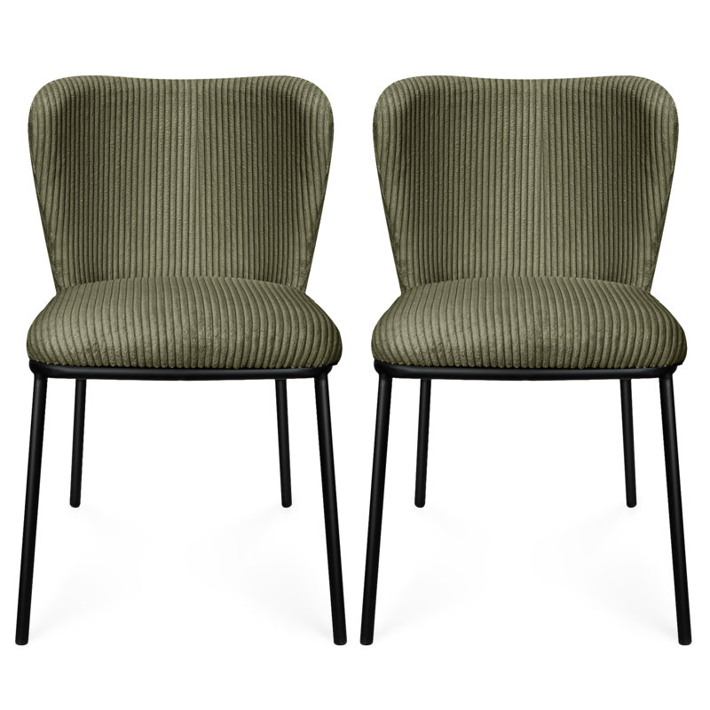 18.8'' H Tufted Fabric Upholstered Metal Side Chair, Green