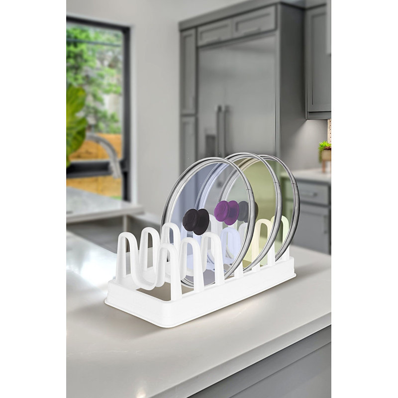 Durable Pot Lid Holder, White, 6.9 x 4.7 x 14.0 inches | 100% BPA-Free Plastic | Organize Kitchen Space, Keep Lids Accessible & Tidy, Lightweight Design for Easy Use | Not Dishwasher or Microwave Safe