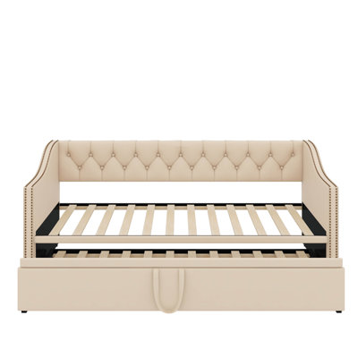 Twin Size Upholstered Daybed With Pop Up Trundle