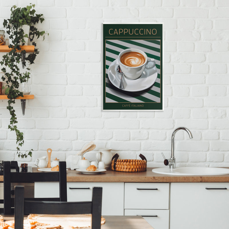 Plaque murale cappuccino café sur rayures, design par Andreas Magnusson, H 19 po x l 13 po