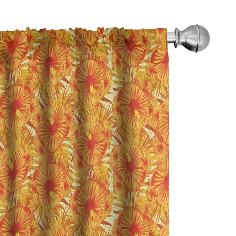 Floral Semi-Sheer Rod Pocket Curtain Panels, 28" x 95"