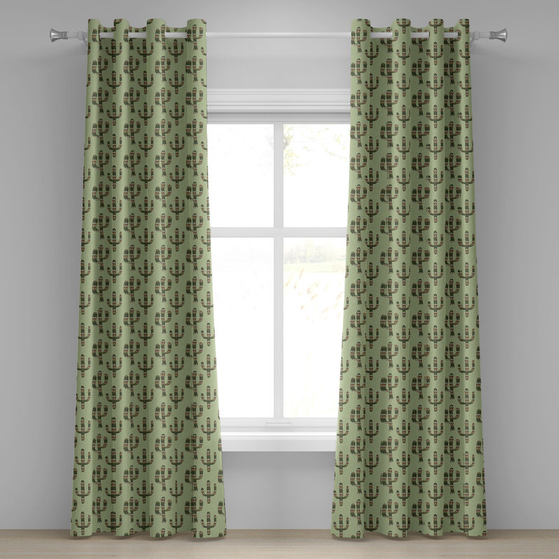 Rideau décoratif à 2 panneaux avec œillets Dakota Fields, 50 po, caramel vert pistache, L 50 po x L 108 po
