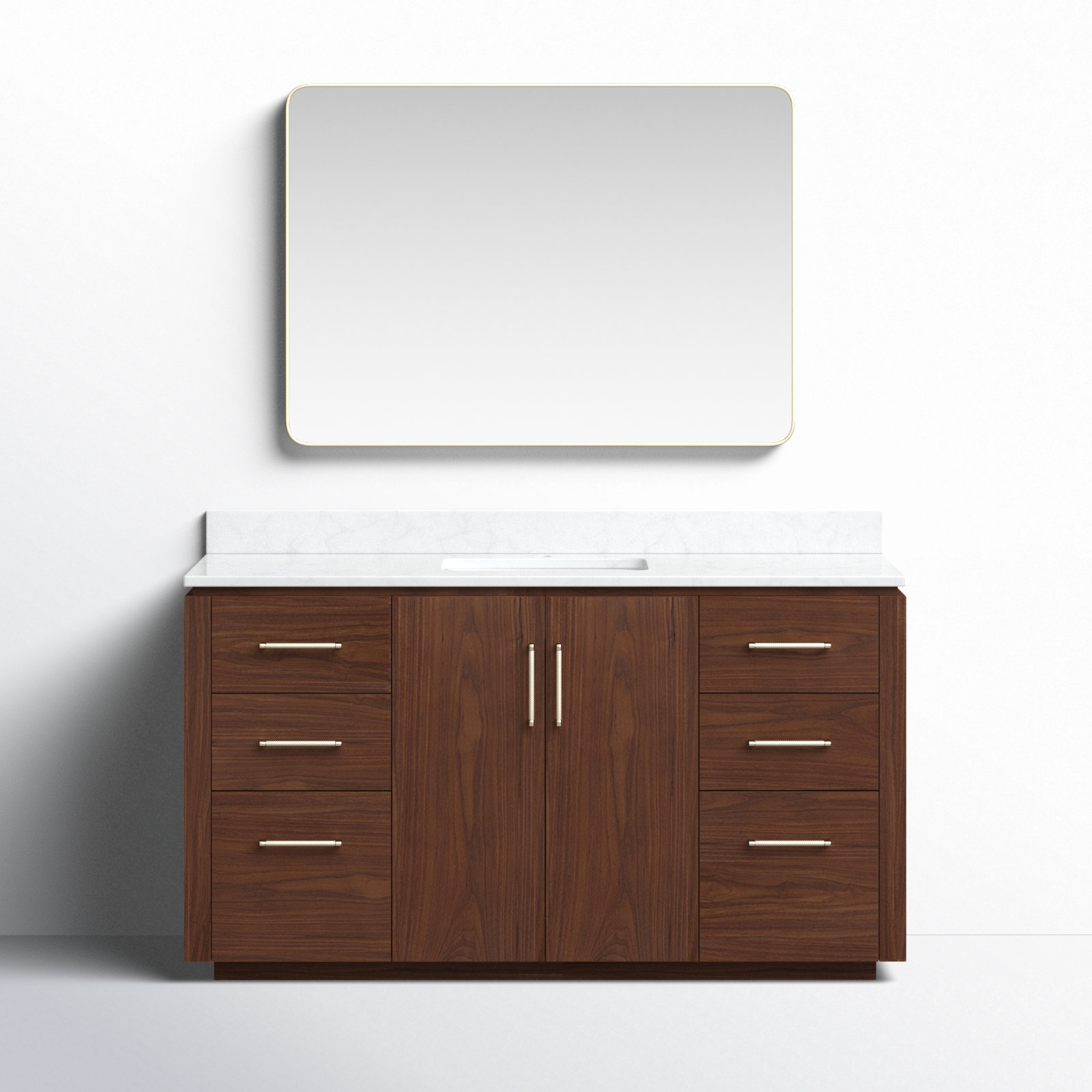 Cloverfield 60'' Single Bathroom Vanity, Natural Walnut, Gold