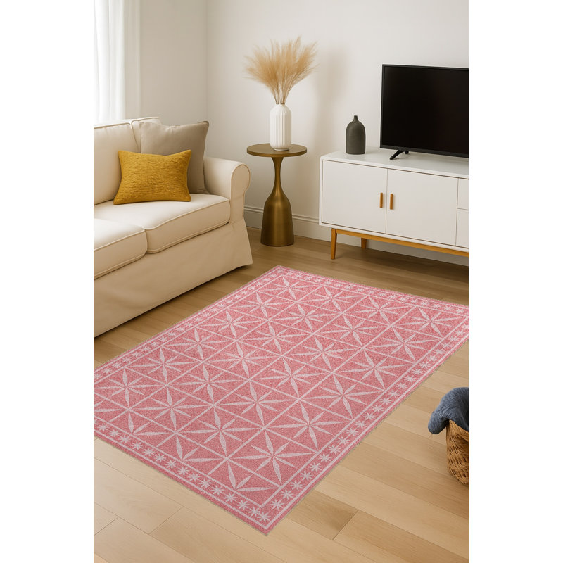 Tapis mauve à motif tissé lavable Mosso, 2 pi x 2 pi 11 po
