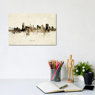 Memphis Tennessee Skyline by Michael Tompsett - 1 Piece Wrapped Canvas Wall Art