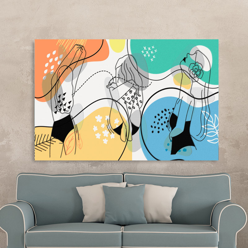 " Boho Ladies 408 " Painting Print, 12" H x 18" W x 1.5" D