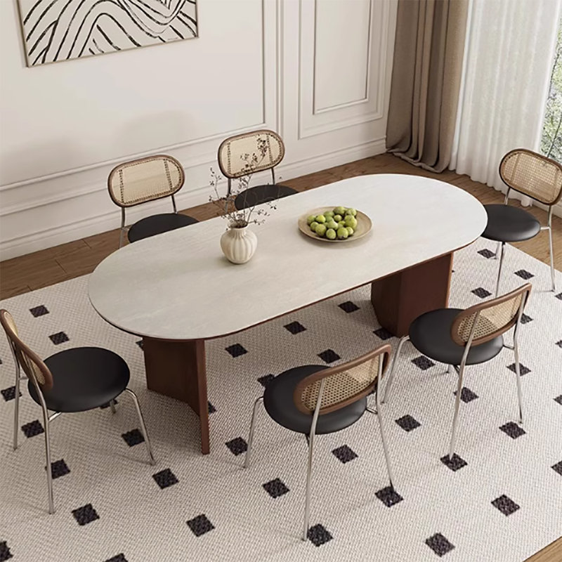 Table de salle à manger ovale avec pieds arqués, H 29,5 po x L 55,1 po x l 31,5 po