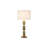 Modern Stacked Metal Table Lamp with Glass Accents and Linen Shade-512851586