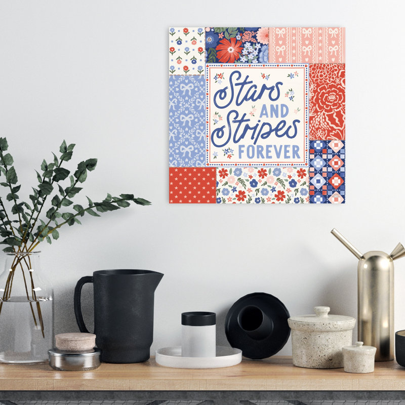 «Blooming Americana III Traditional Abstract Flower Landscape», reproduction d'art mural, 18" H x 18" W