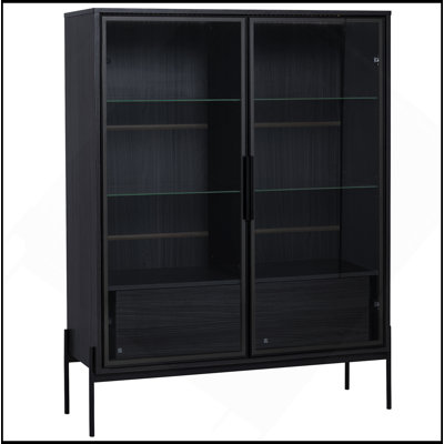 Vitrine lumineuse de 51,2 po de hauteur avec porte en verre trempé, pieds en métal, vitrine à DEL, style minimaliste moderne, pour le salon, le bureau et le bureau
