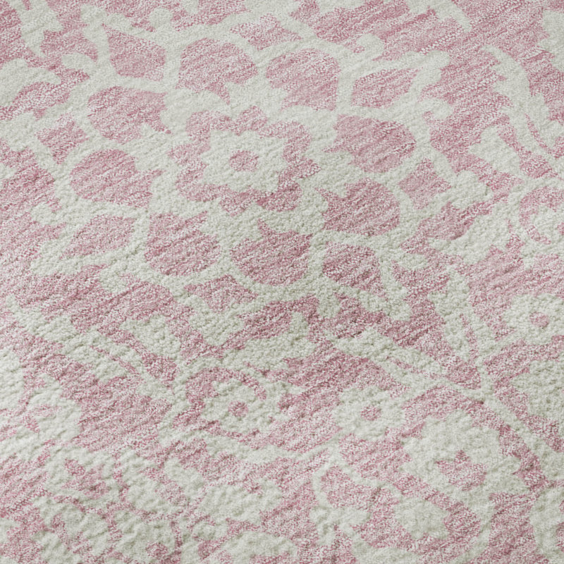 Tapis rose Prisco lavable à la machine de qualité supérieure, Rectangle 9 pi x 12 pi