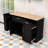 Kitchen Island with 3-Tier Slide-Out Storage Rack, Adjustable Shelf Cabinets and Buffet Cabinet-838867333