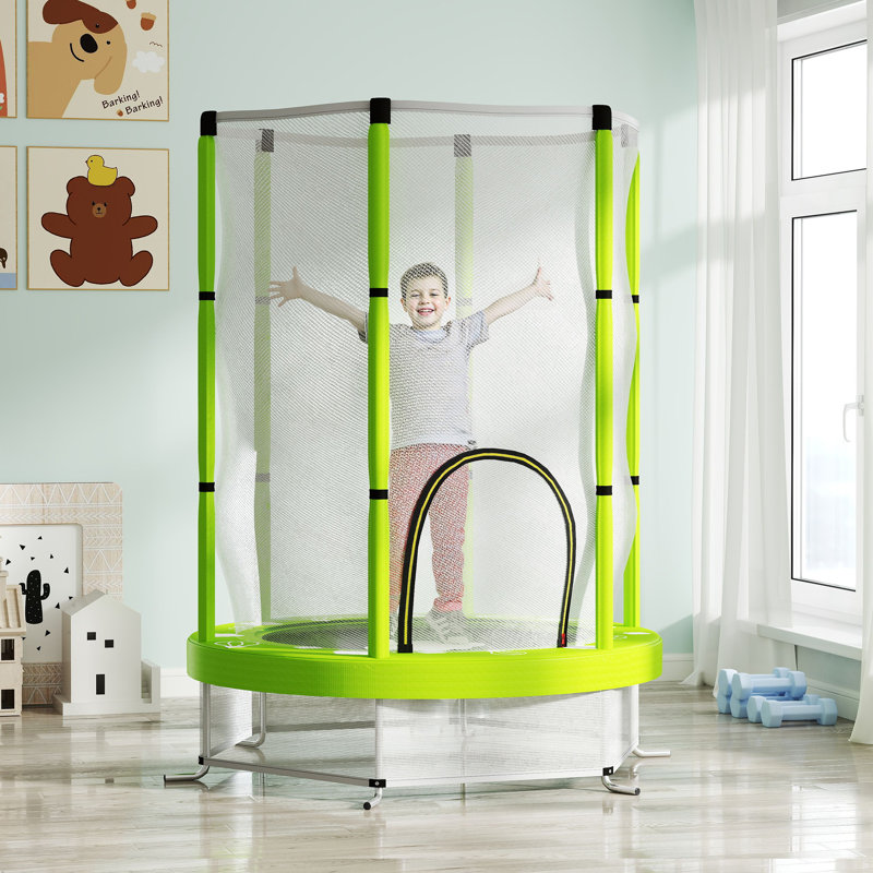 AIYAPLAY 4.6ft Kids Trampoline with Enclosure Net Toddler Ages 3-6 Green