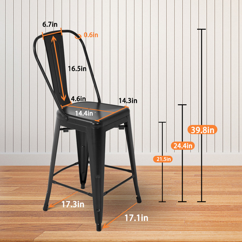 Tabouret de comptoir 24,4 po Caroga, Noir